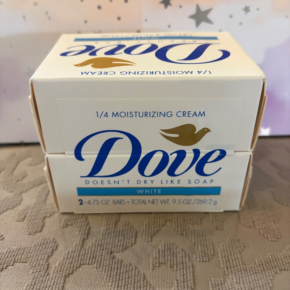 Vintage 1996 Dove White Beauty Bar 2 Pack 4.75oz Bath Size Soap New NOS